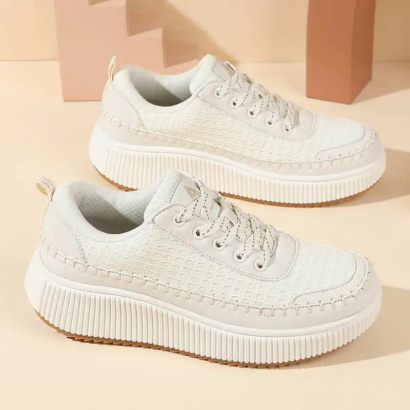 Streetwear Brand Model - Braune Schuhe für Damen, flache Schuhe,