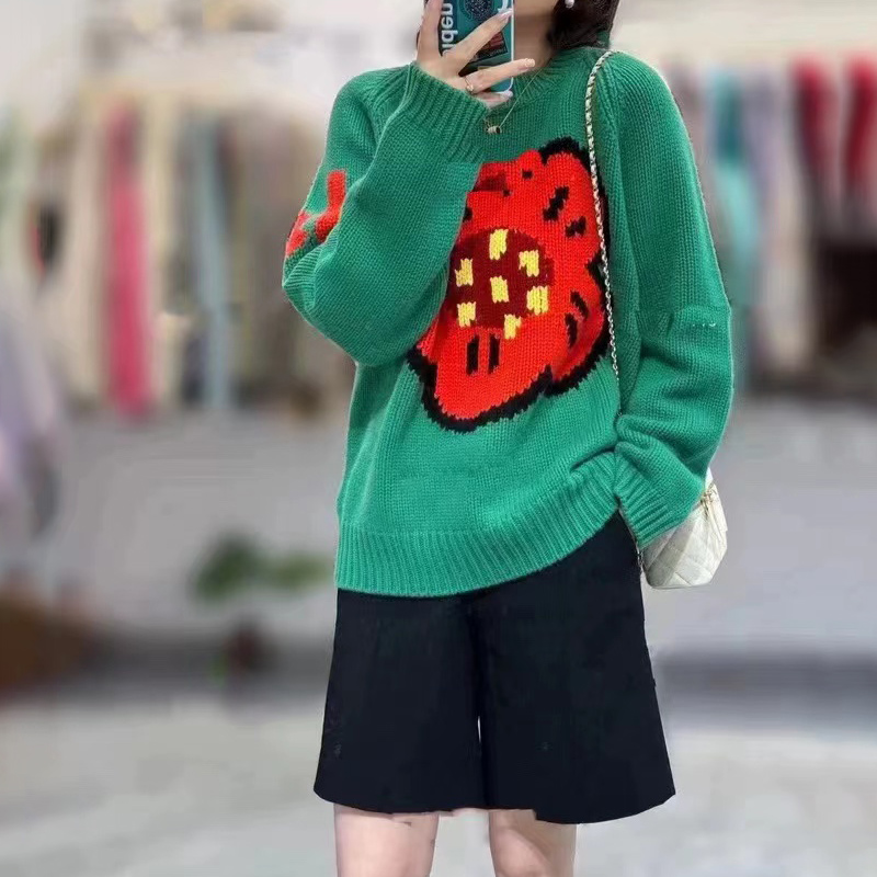 Streetwear Brand With Flowers - Damenpullover aus 100 % reinem Kaschmir,