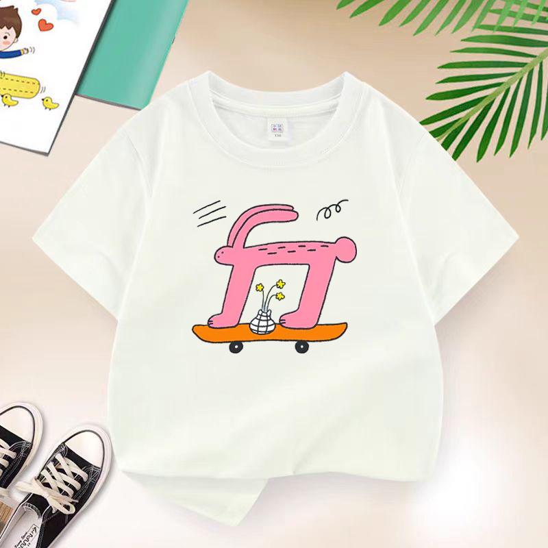 Streetwear Girl Brand - Kinder Sommer Marke Kaninchen Skateboard T-shirt